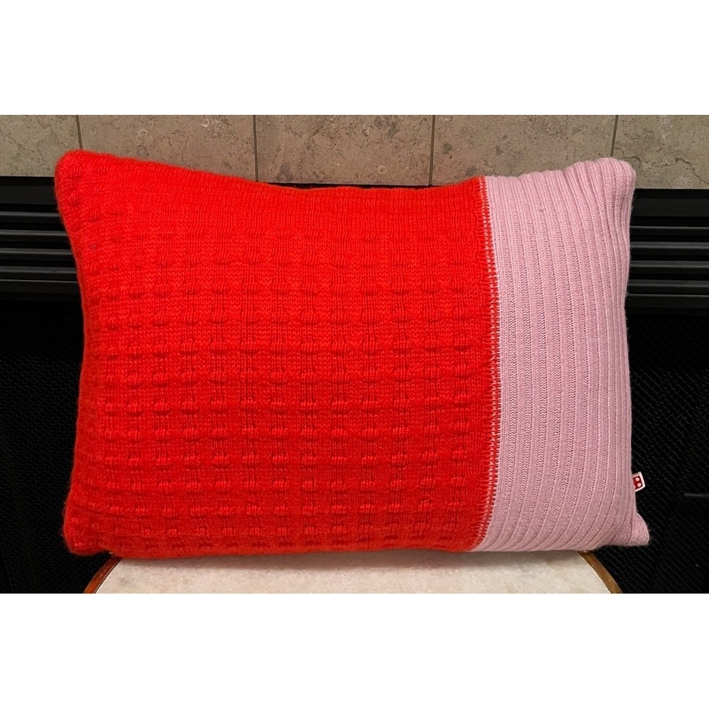 LEGO x Target Knitted Throw Pillow Red Pink Waffle Ribbed Texture 20 x14